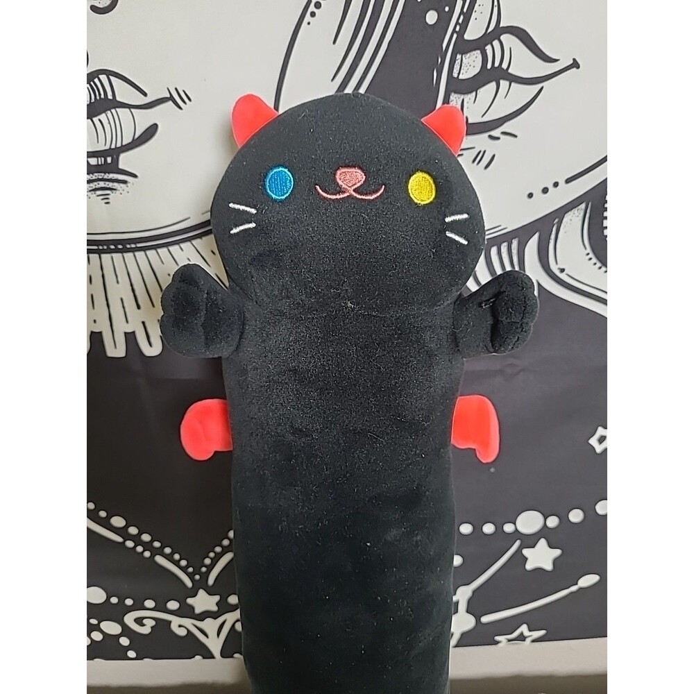 Mewaii Long Devil Cat Plush Body Pillow 20” Soft Black Stuffed Animal Kawaii